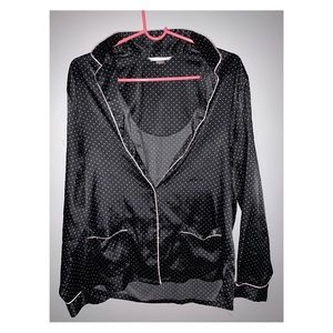 Victoria Secret Pajama Blouse White Dots